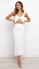 White Cutout Knit Bodycon Dress