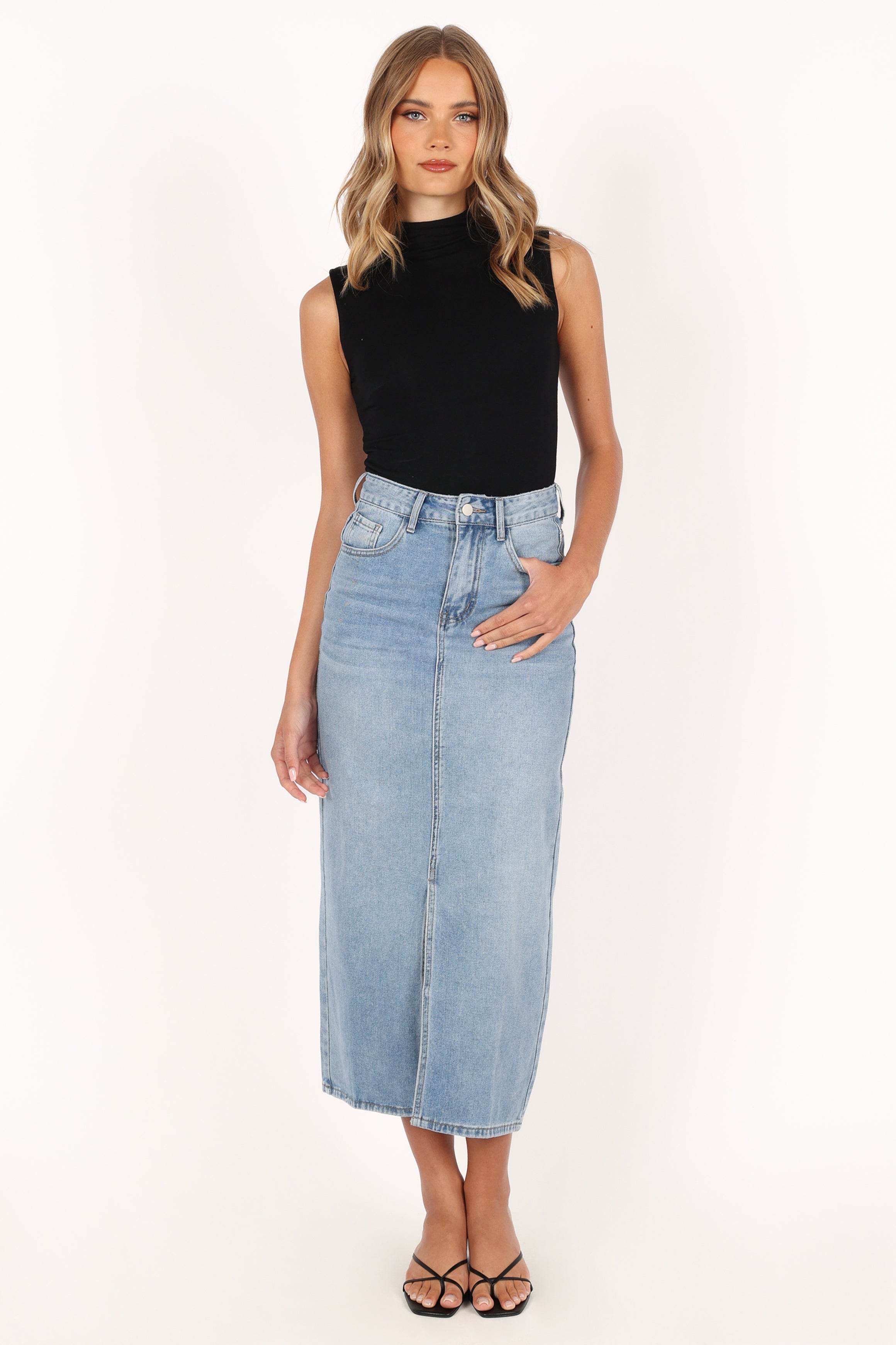 Dana Denim Midi Skirt - Blue Wash