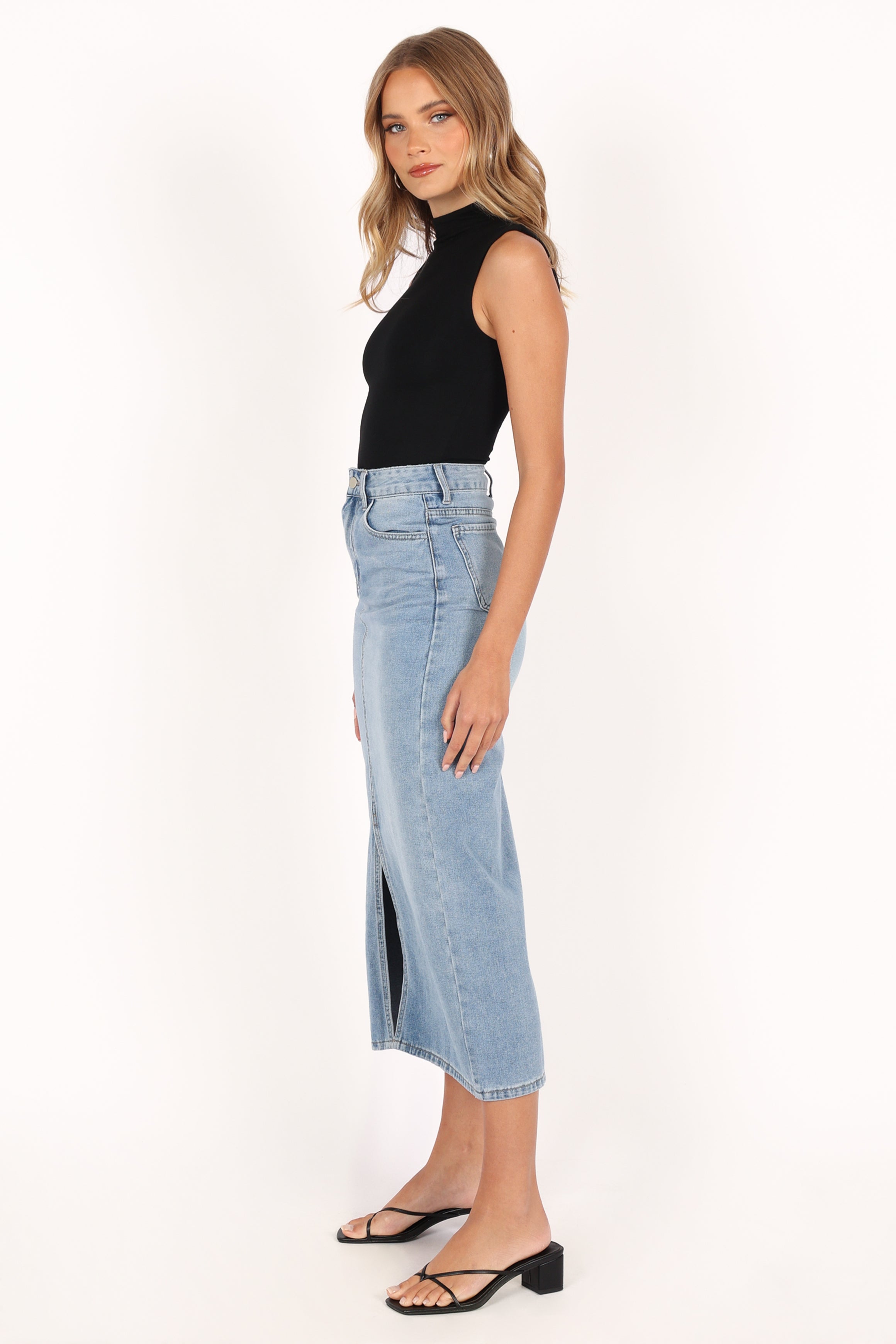 Dana Denim Midi Skirt - Blue Wash