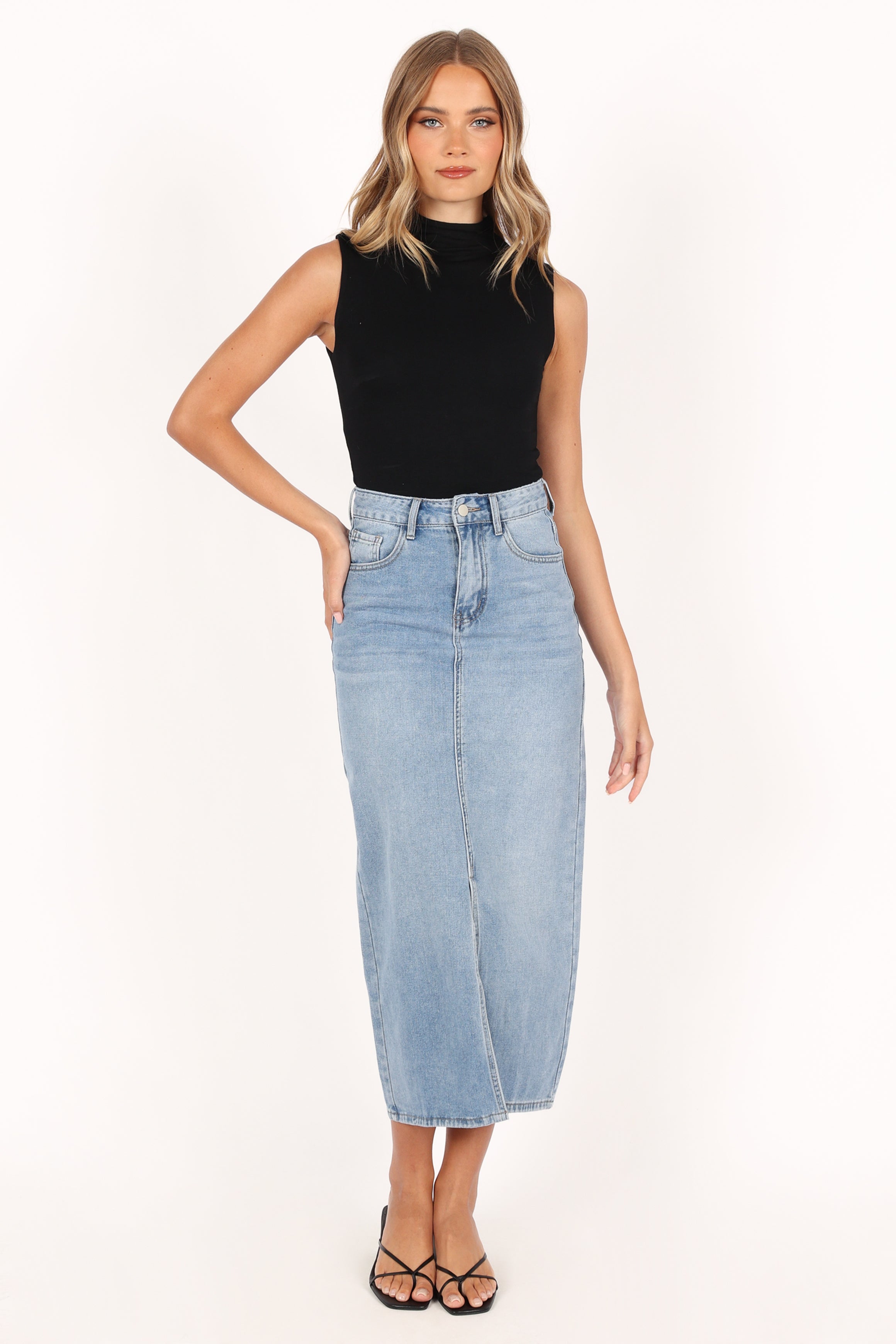 Dana Denim Midi Skirt - Blue Wash