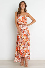 Orange Floral Midi Skirts